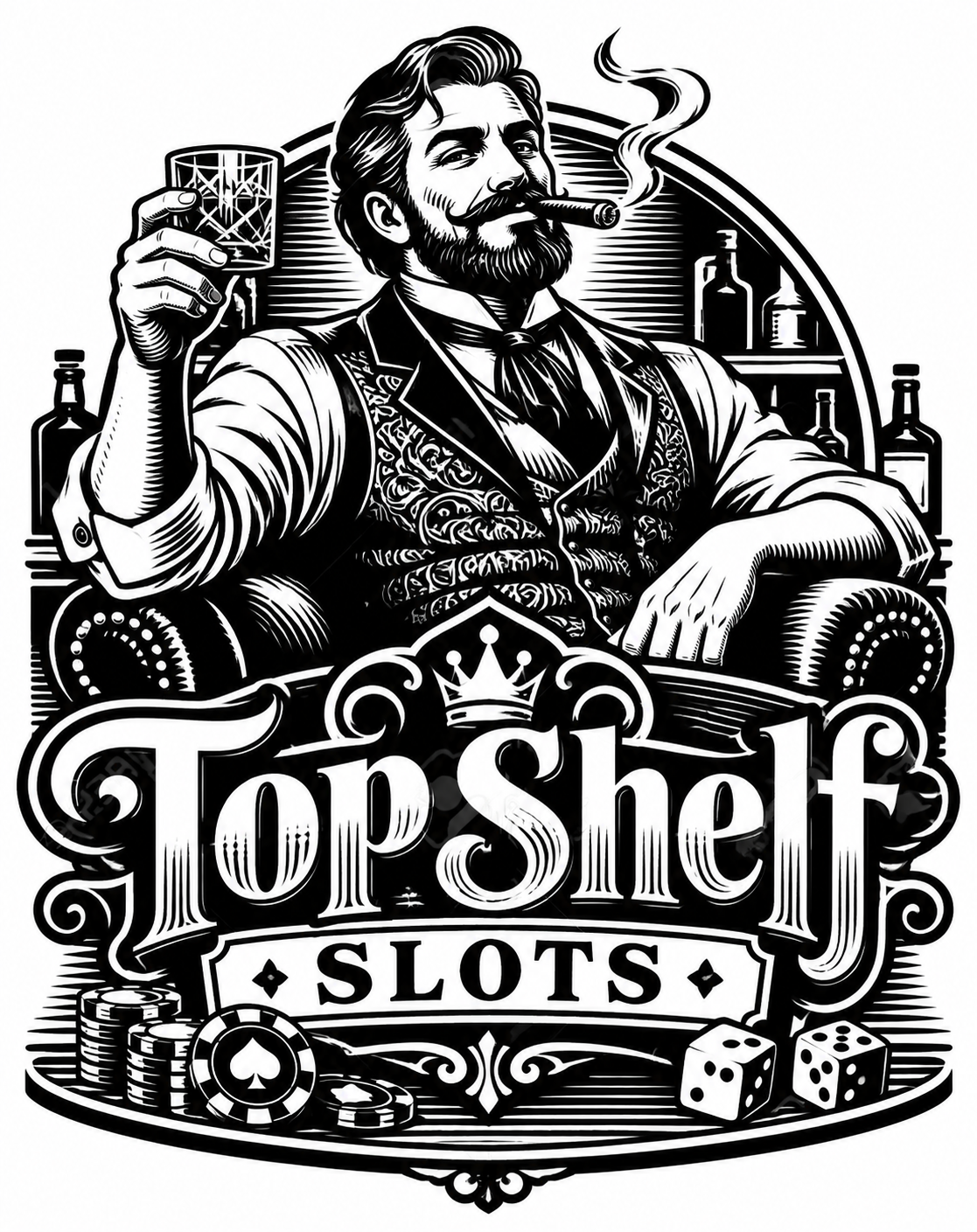 Top Shelf Slots vintage casino brand artwork
